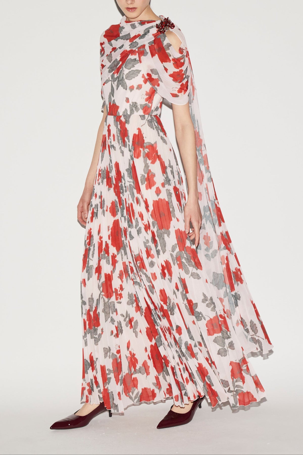 Alara Dress Red Floral Printed Chiffon