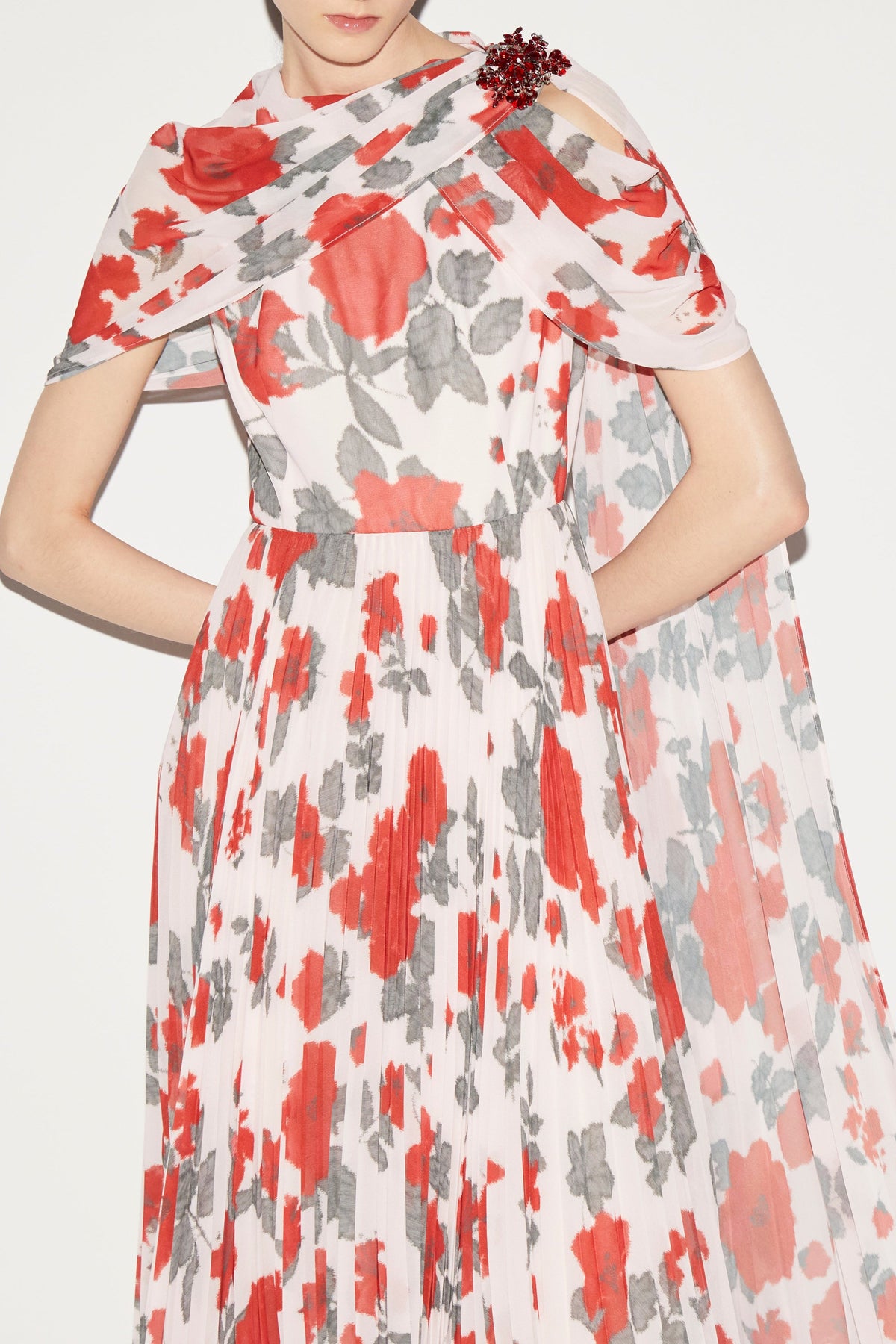 Alara Dress Red Floral Printed Chiffon