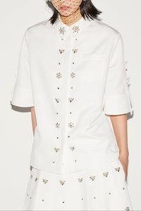 Fern Top White Embellished Faille