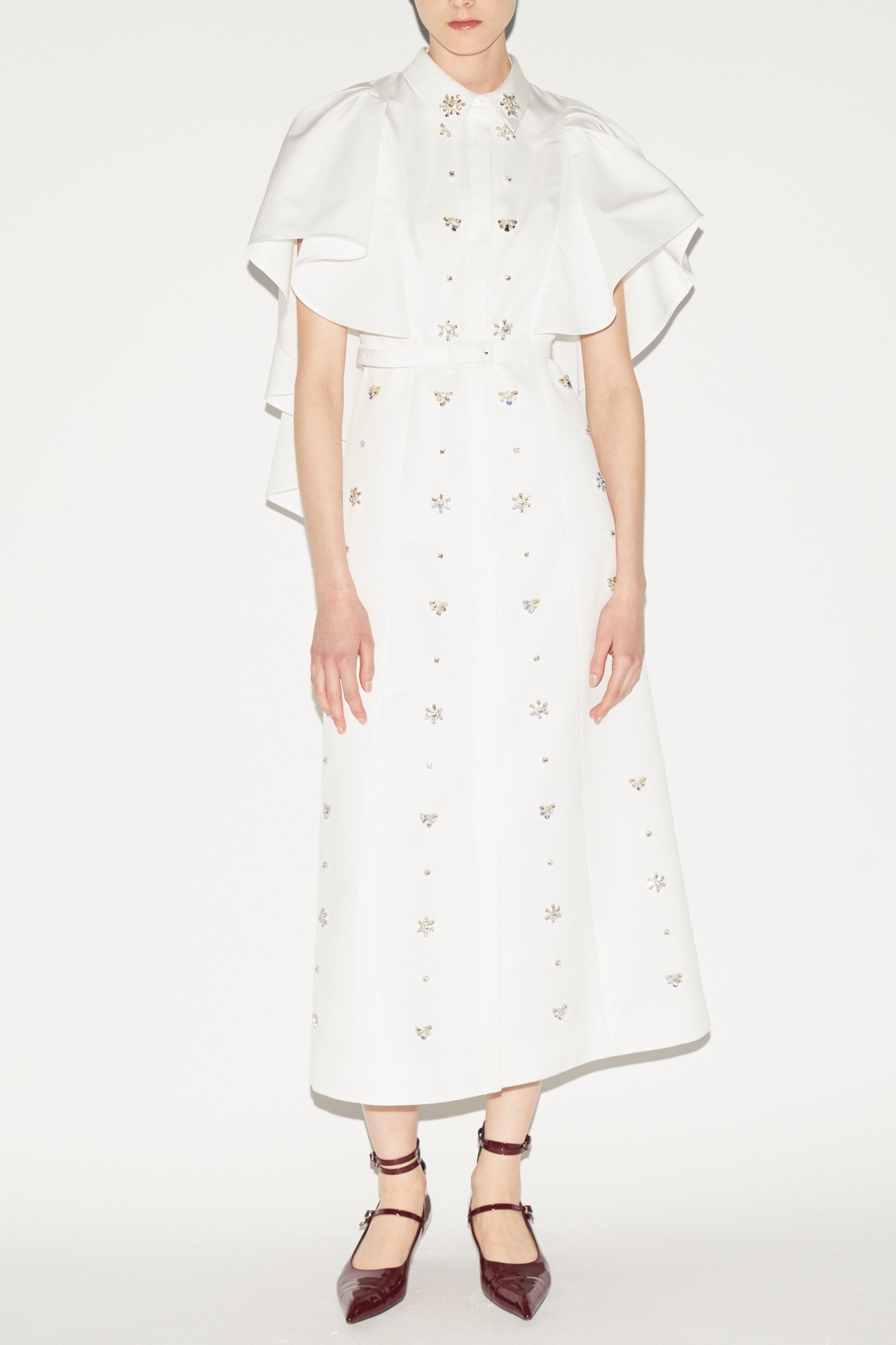 Maira Dress White Embellished Faille