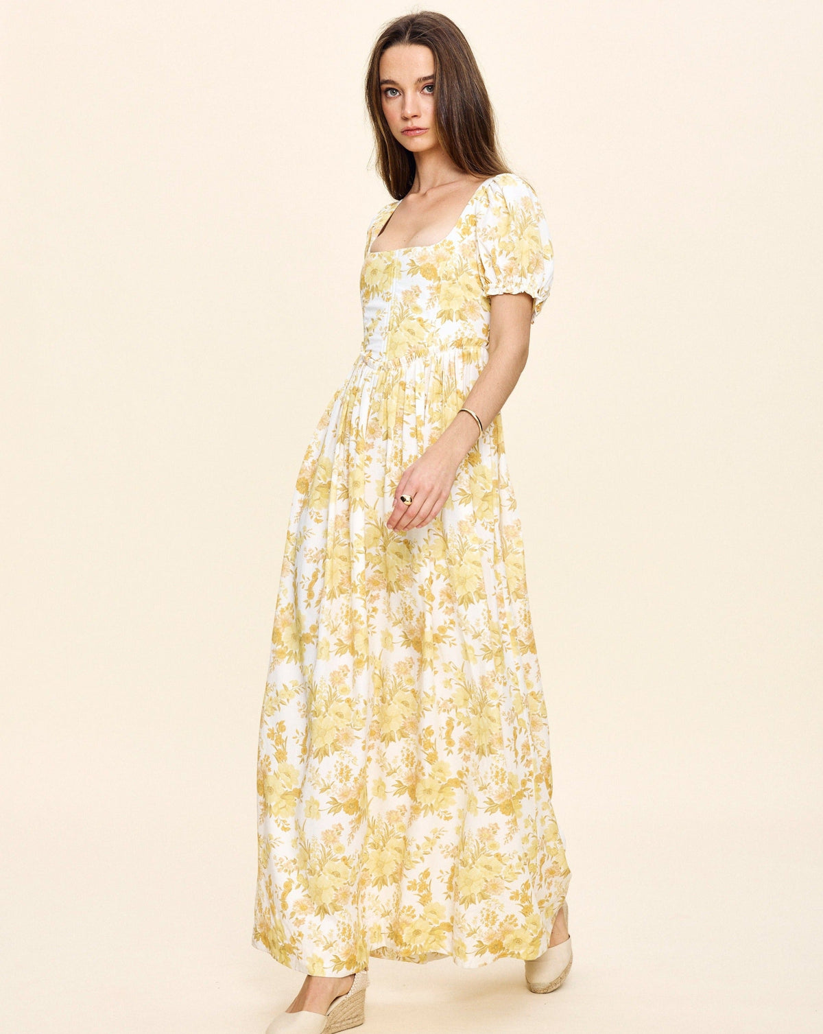 Chloe Maxi Dress in Yellow Floral