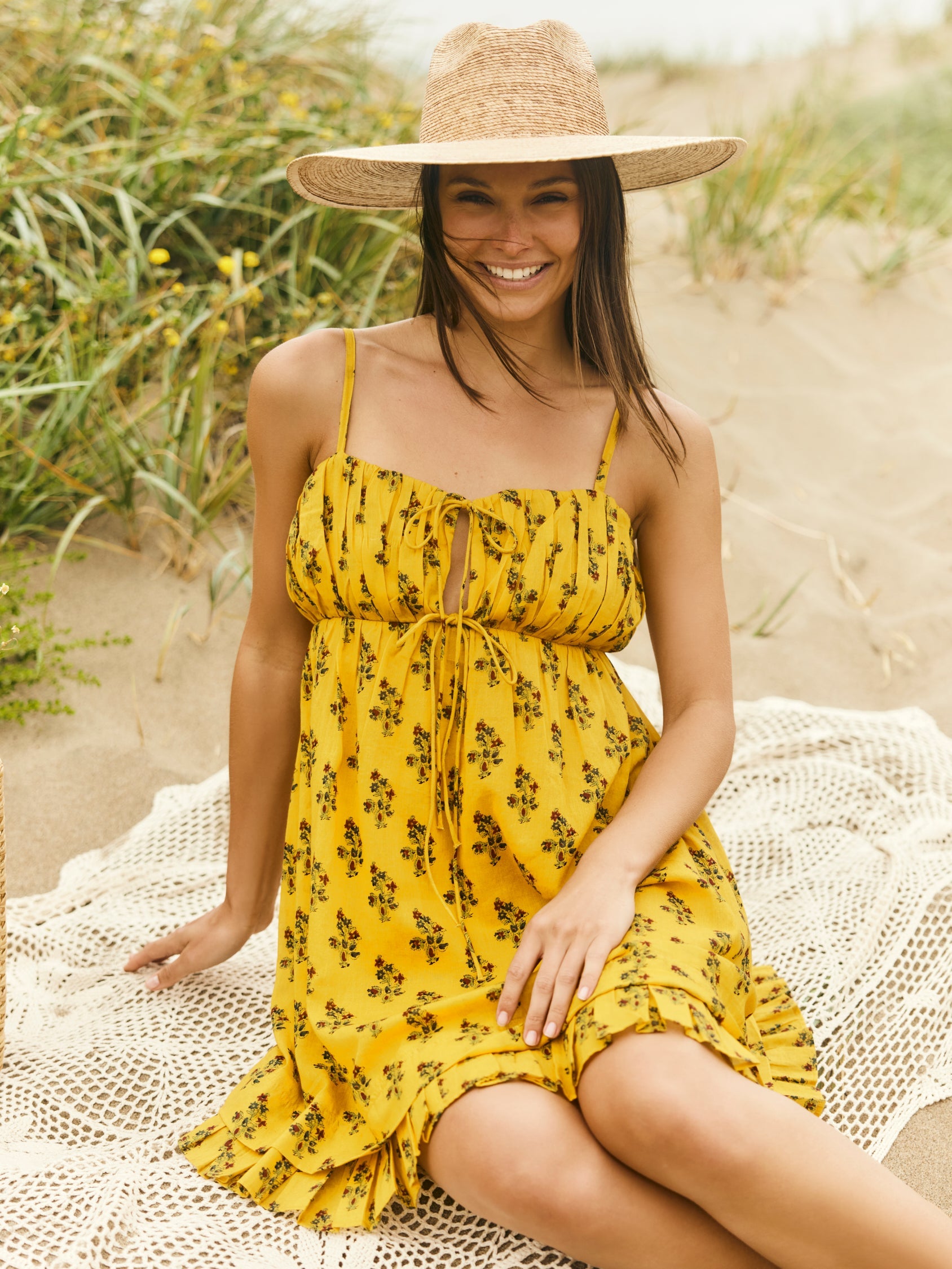 Andi Mini Nightgown in Mellow Yellow Flower Power