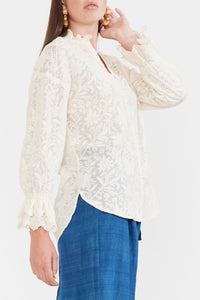 Bellissima Button Down in Ivory Crochet Lace