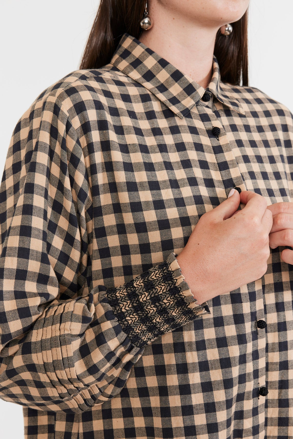 Big Ole Button Down in Black Tan Check