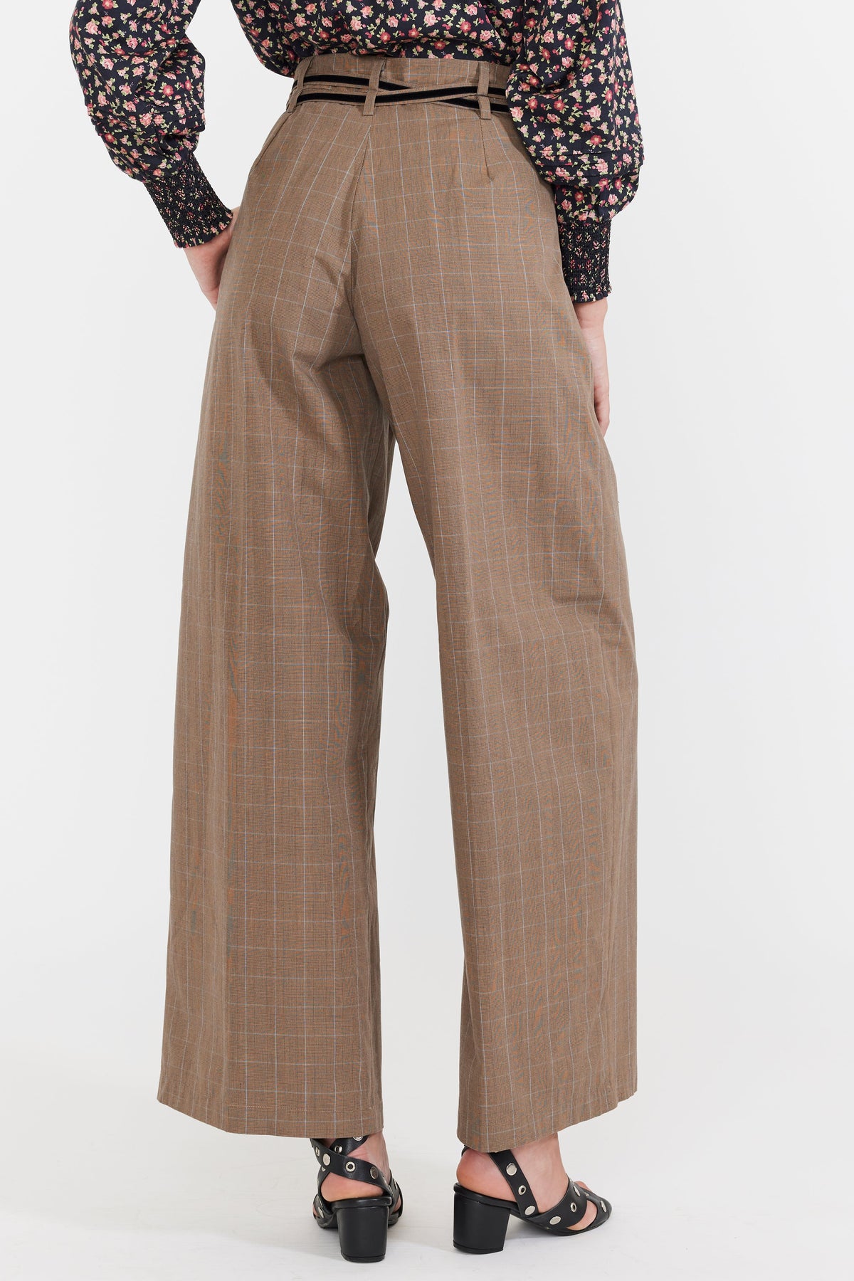 Willow Pant in Coco Check With Baby Blue Pinstripe