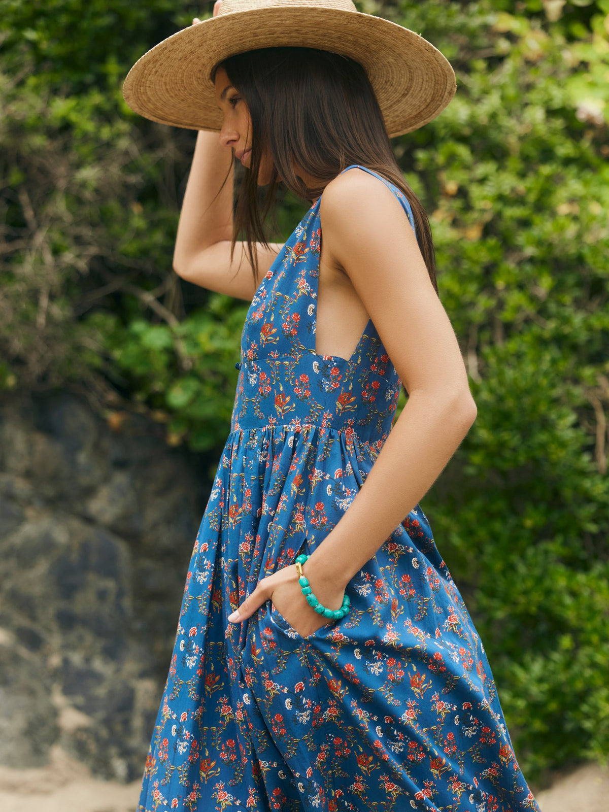 Becca Midi Dress in Blue Floral Spritz