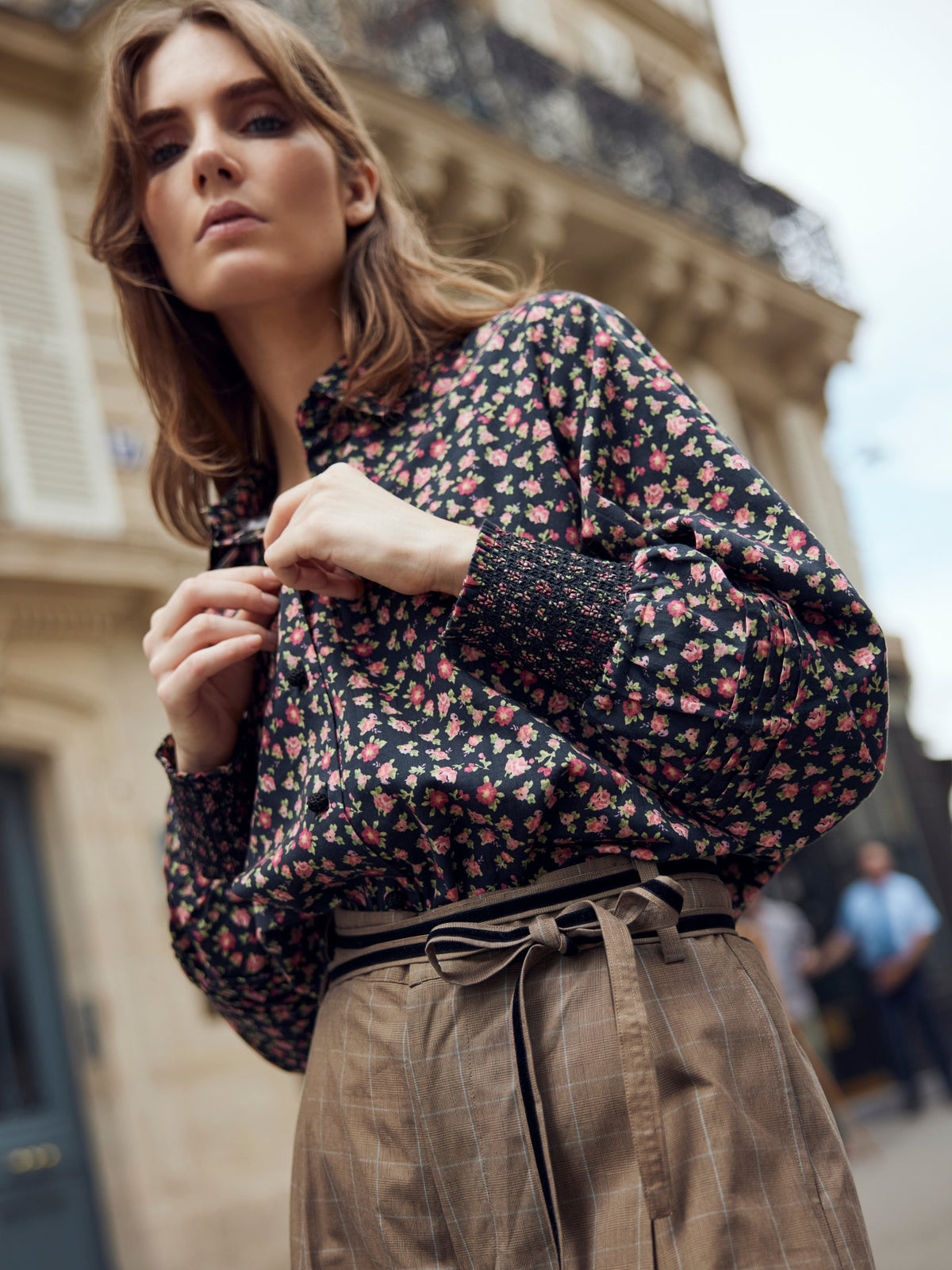 Big Ole Button Down in Black Rose Floral