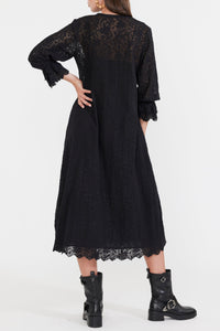 Penny Midi Dress in Black Crochet Lace