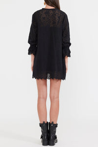 Lane Mini Dress in Black Crochet Lace