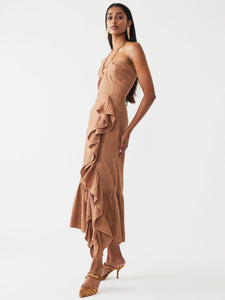 Angelica Dress in Copper Lurex Stripe