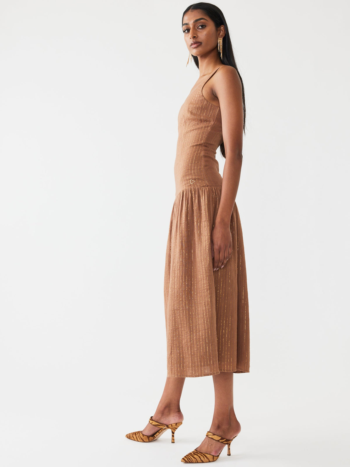 Ella Dress in Copper Lurex