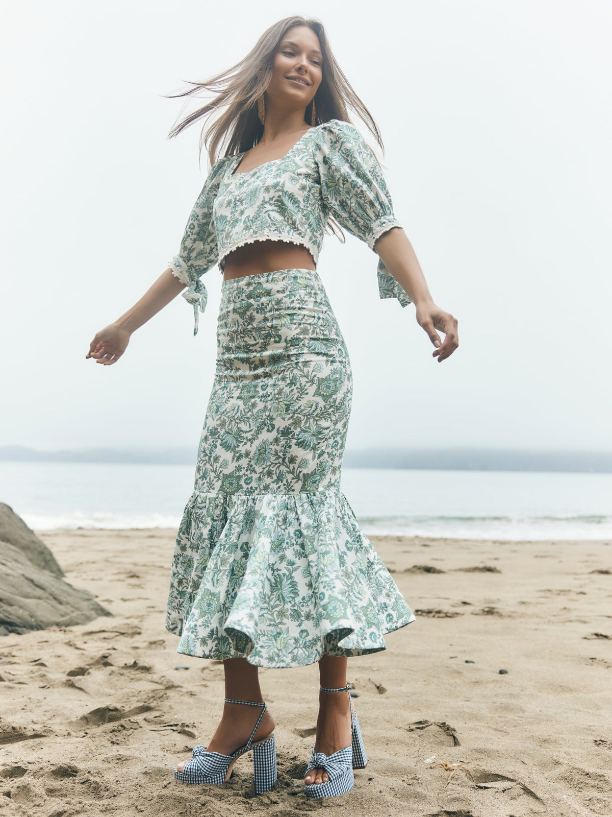 Patsy Pencil Skirt in Sweetgreen Floral