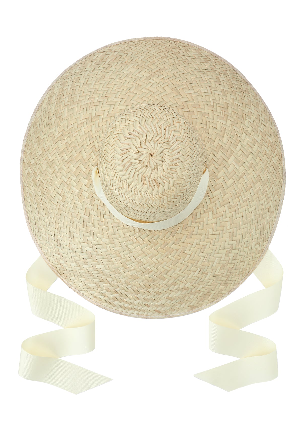 Daisy Sun Hat with Long Ivory Grosgrain Ribbon