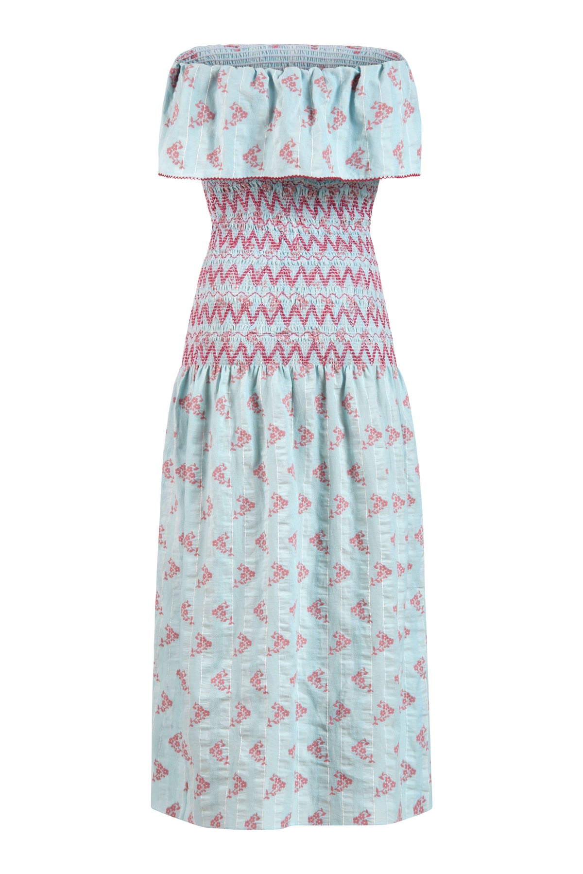 Ashton Blue And Pink Floral Smocked Dress