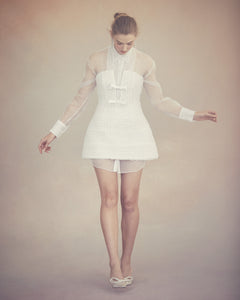 Vivienne Dress in White Smocked Tulle