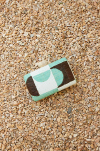 Faye Embroidered Straw Clutch Bag in Mint Multi