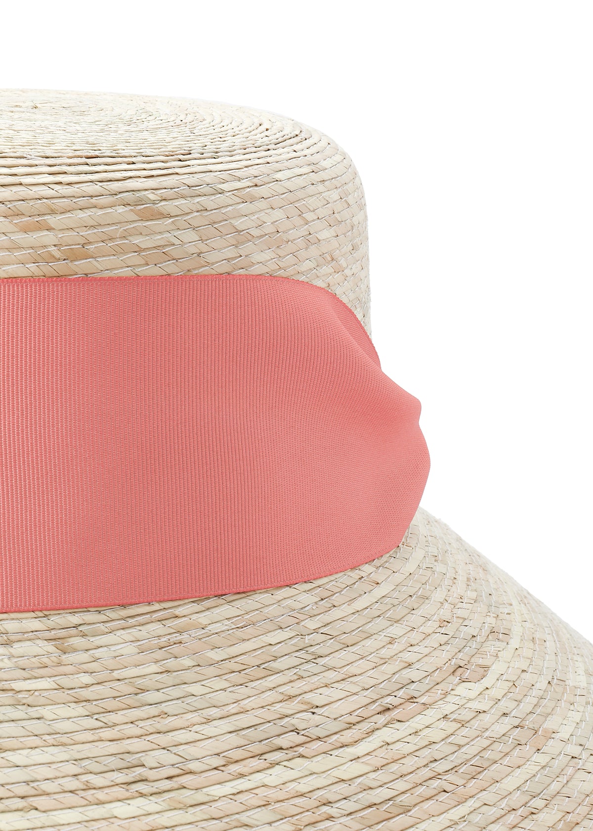 Clematis Bucket Hat With Wide Coral Grosgrain Ribbon