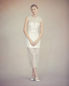 Laurence Top in Ivory Organza with Ribbon Embroidery