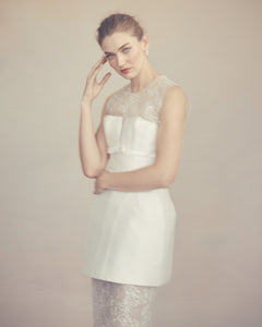 Ottilie Dress in Ivory Silk Wool