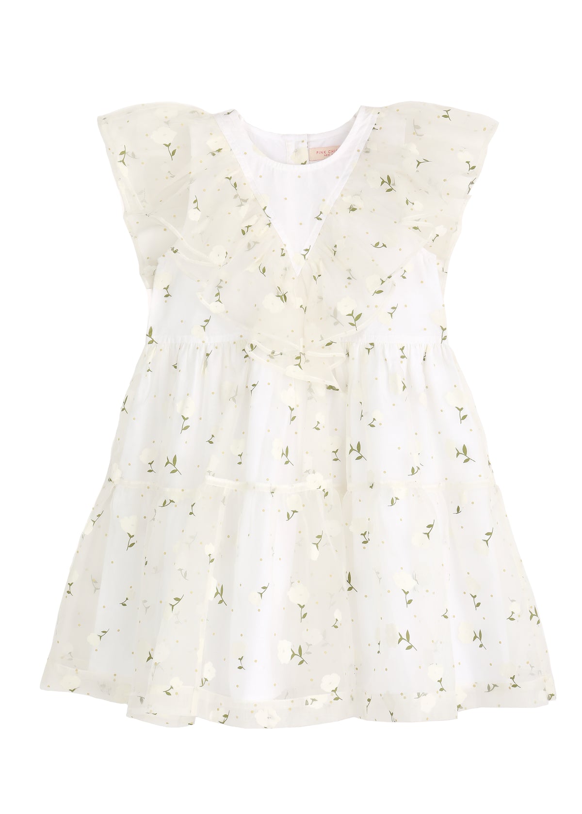 OTM Exclusive: Girls Raphaela Dress in White Flower Toss