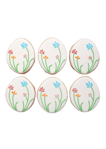 Floral Easter Egg Cookies, Set of 6