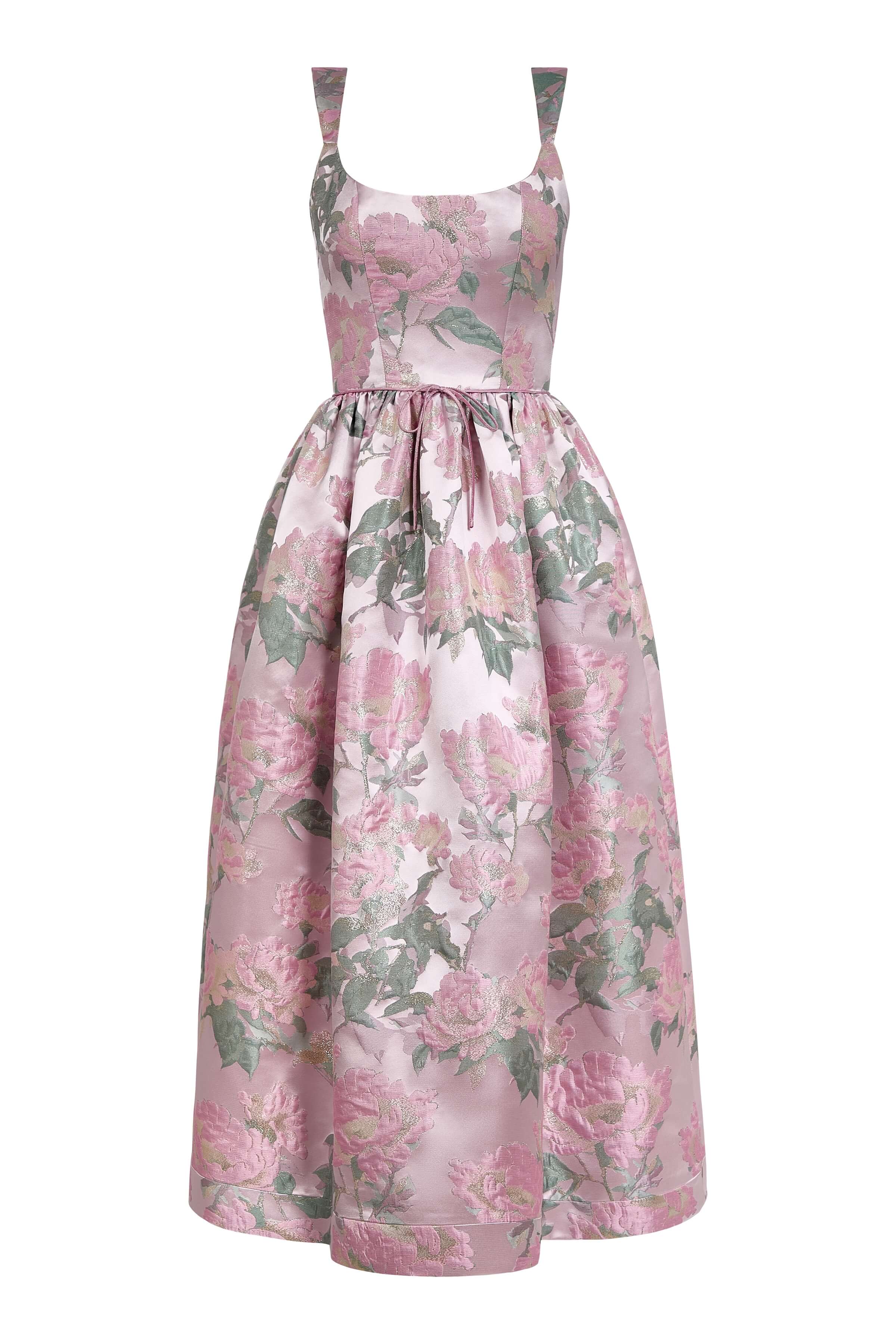 Apple Light Pink Brocade Corset Midi