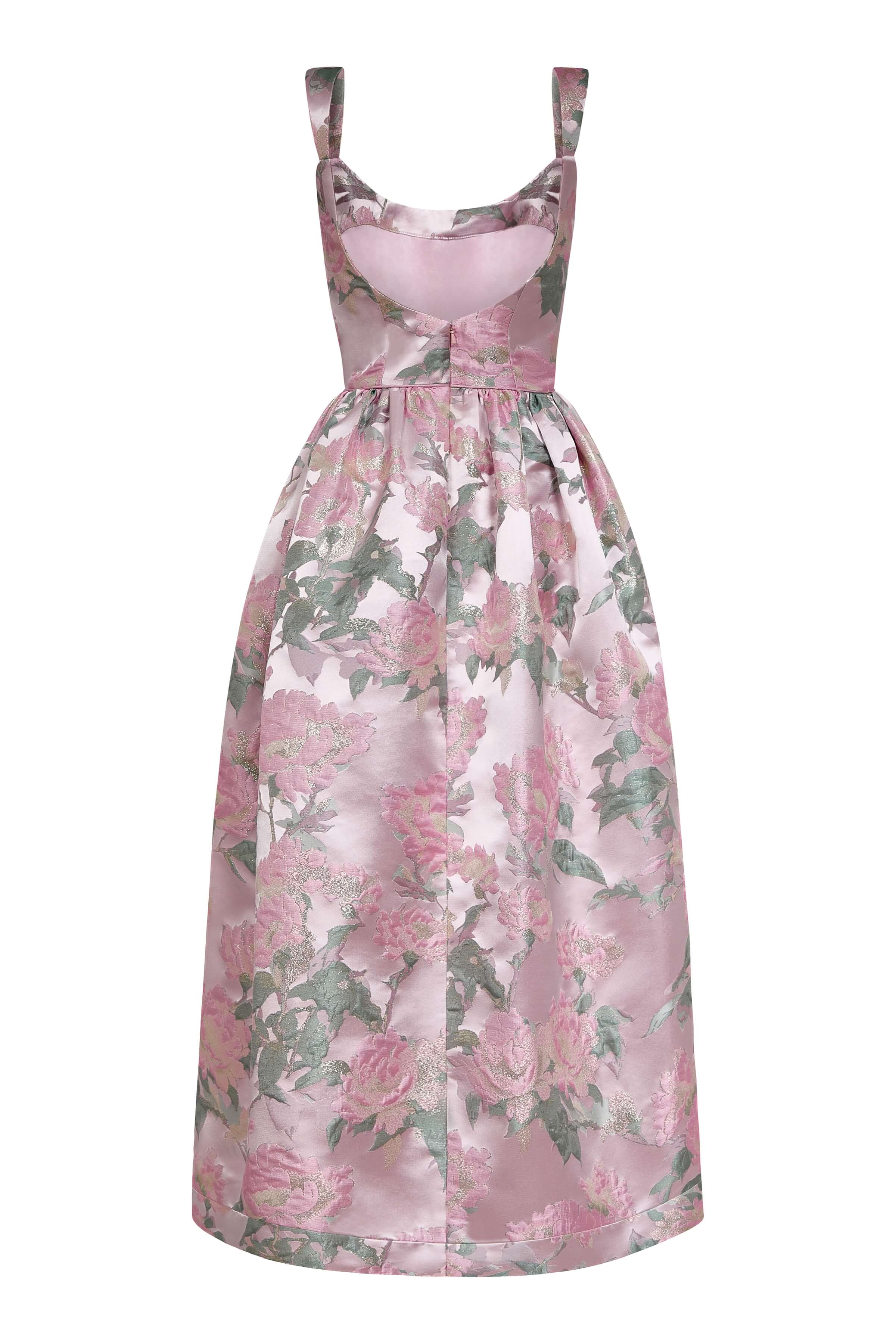 Apple Light Pink Brocade Corset Midi