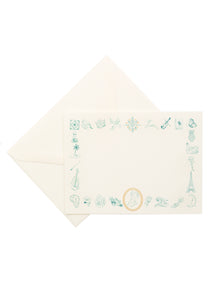 Stationery Card Set with Book in Blue