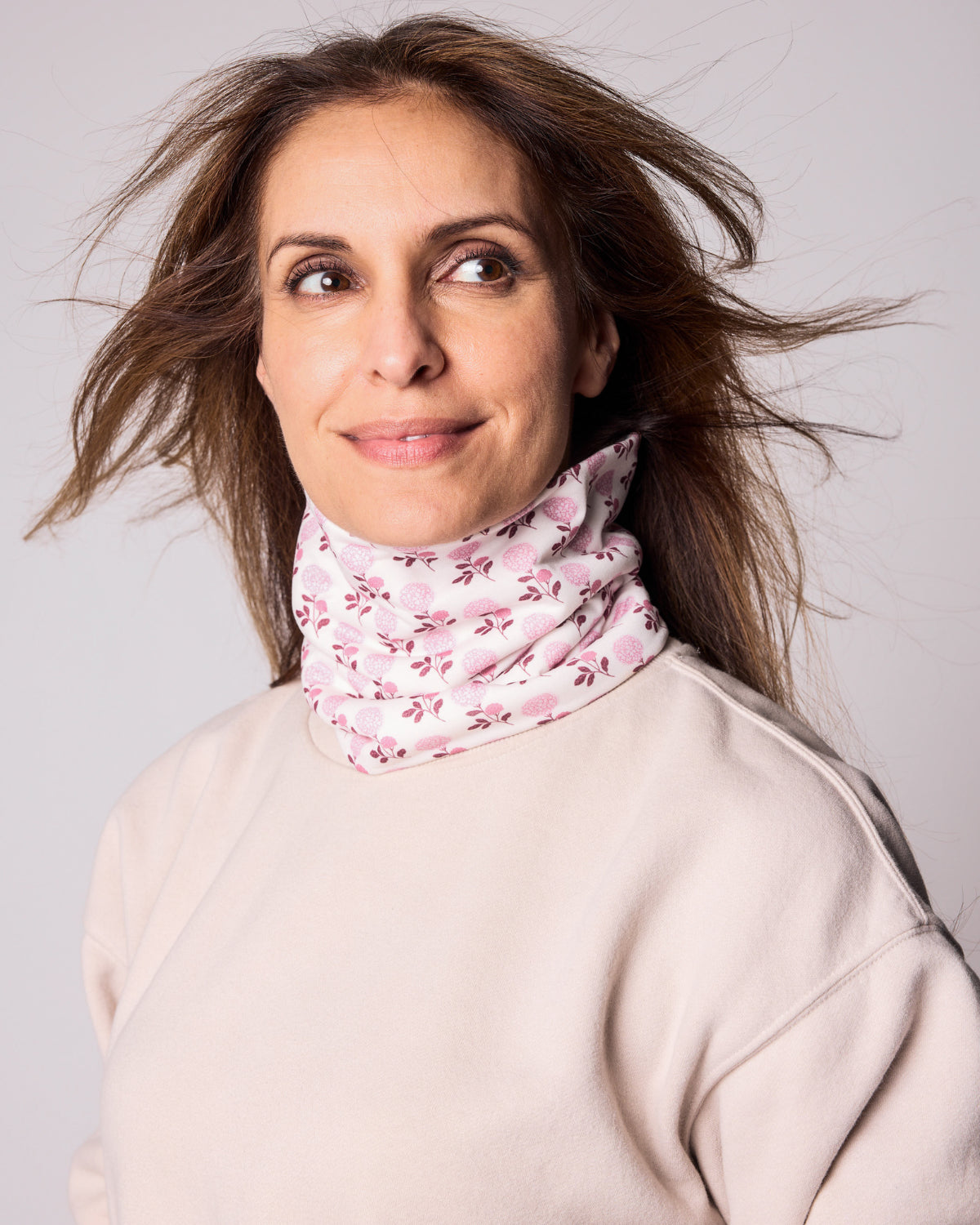 Women's Pink Hydrangea Fleece-Lined Neck Warmer
