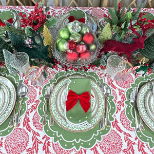 Flower and Vine Red Tablecloth