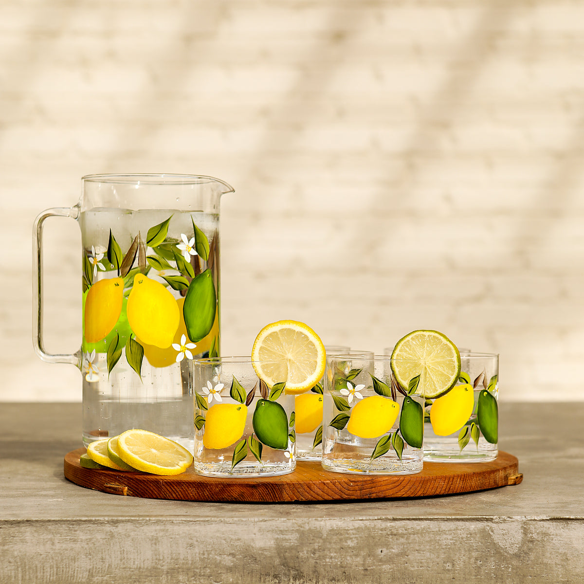 Citrus Jug with Set of 6 Tumblers