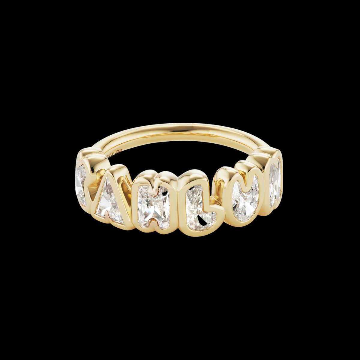 Bubble Bezel Diamond Name Ring