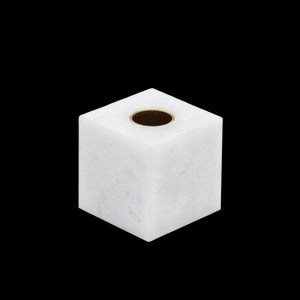 Cube Candlestick in White Quartz