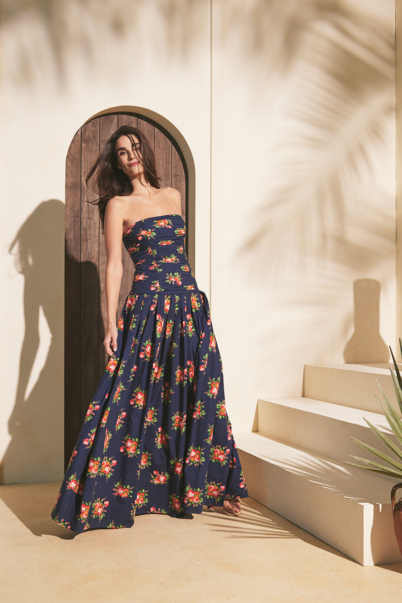 Montreal Maxi Dress in Gemma Scarf Navy