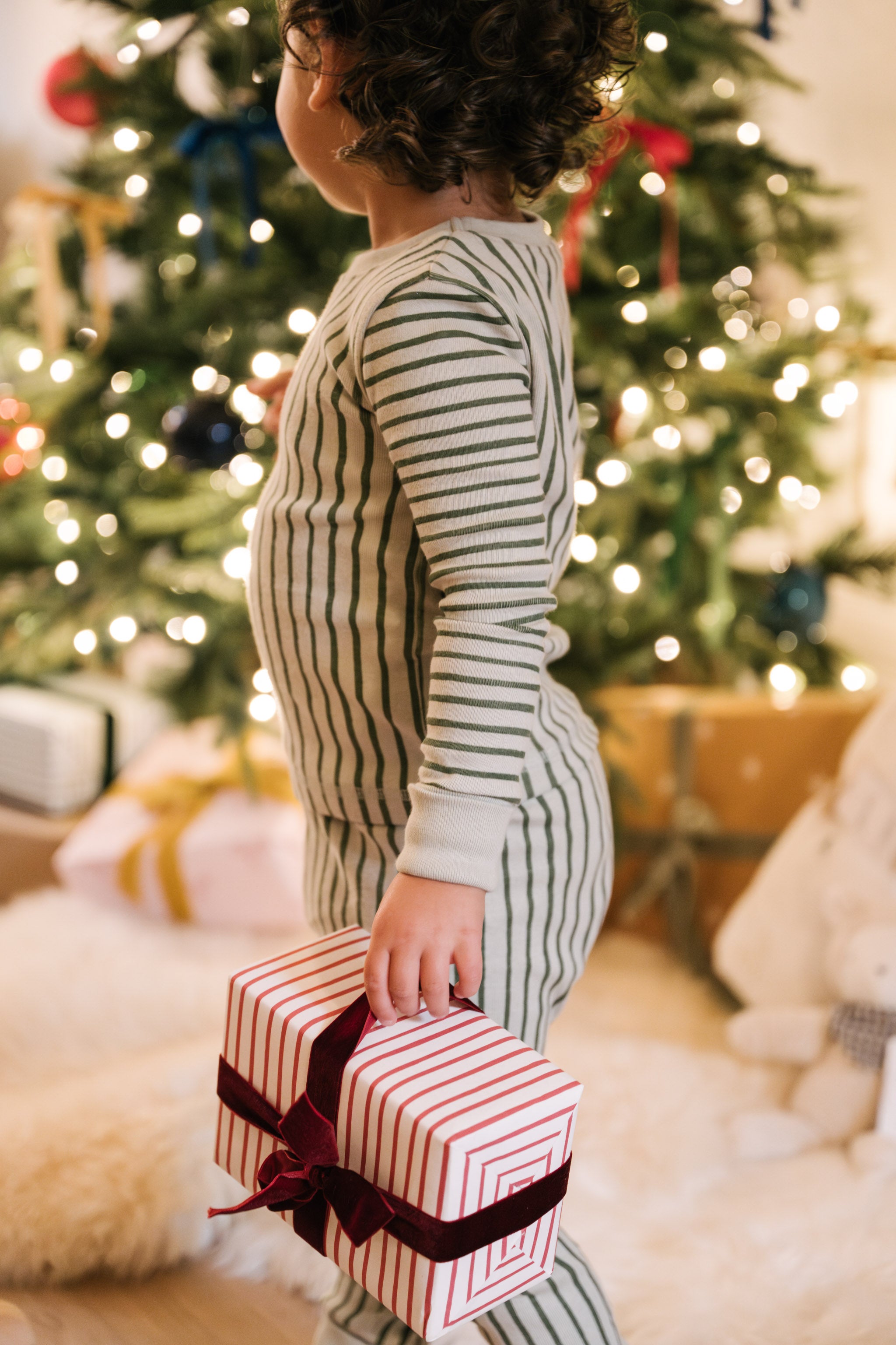 Ribbed Toddler Pajama in Stripes Away Evergreen