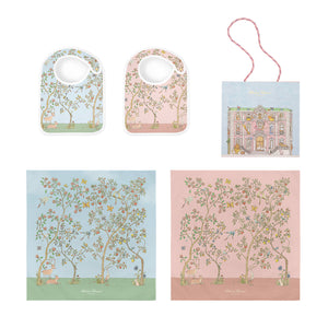 Duo In Bloom Carre & Satin Bib Set