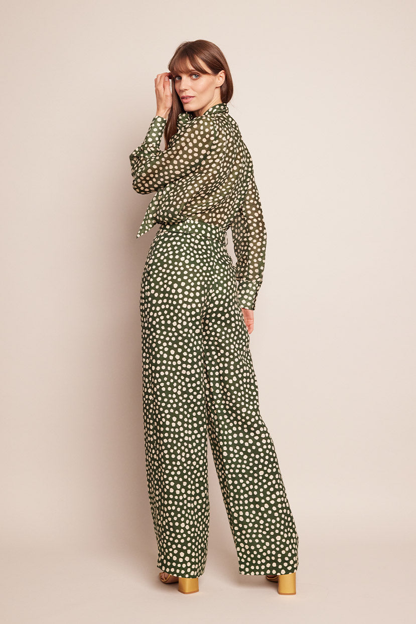 Mayflower Pants in Abstract Dot Green Turtledove