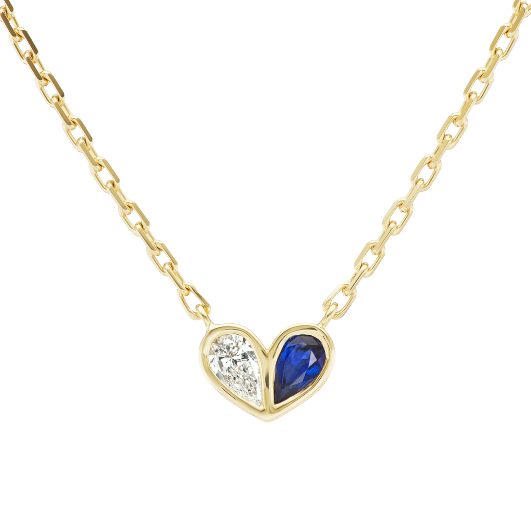 Sweetheart Necklace Diamond and Blue Sapphire