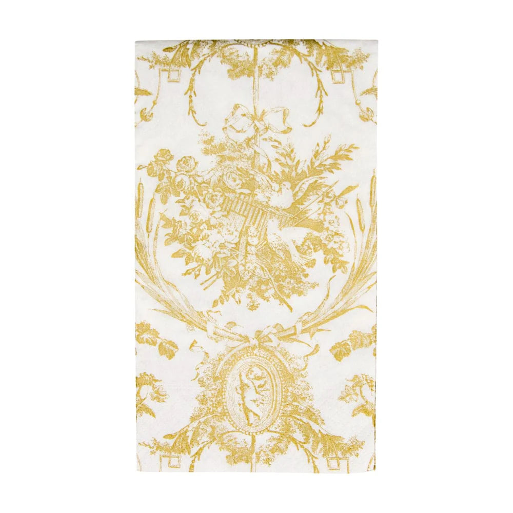 Romantic Toile Gold Guest Towel Napkins, Set of 15