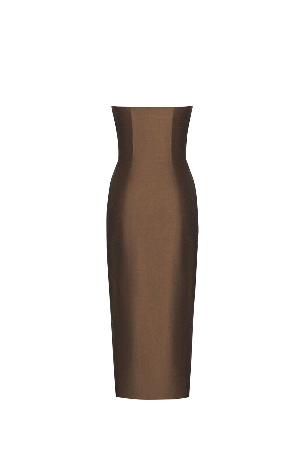 Nikki SIlk Draped Dress in Brown