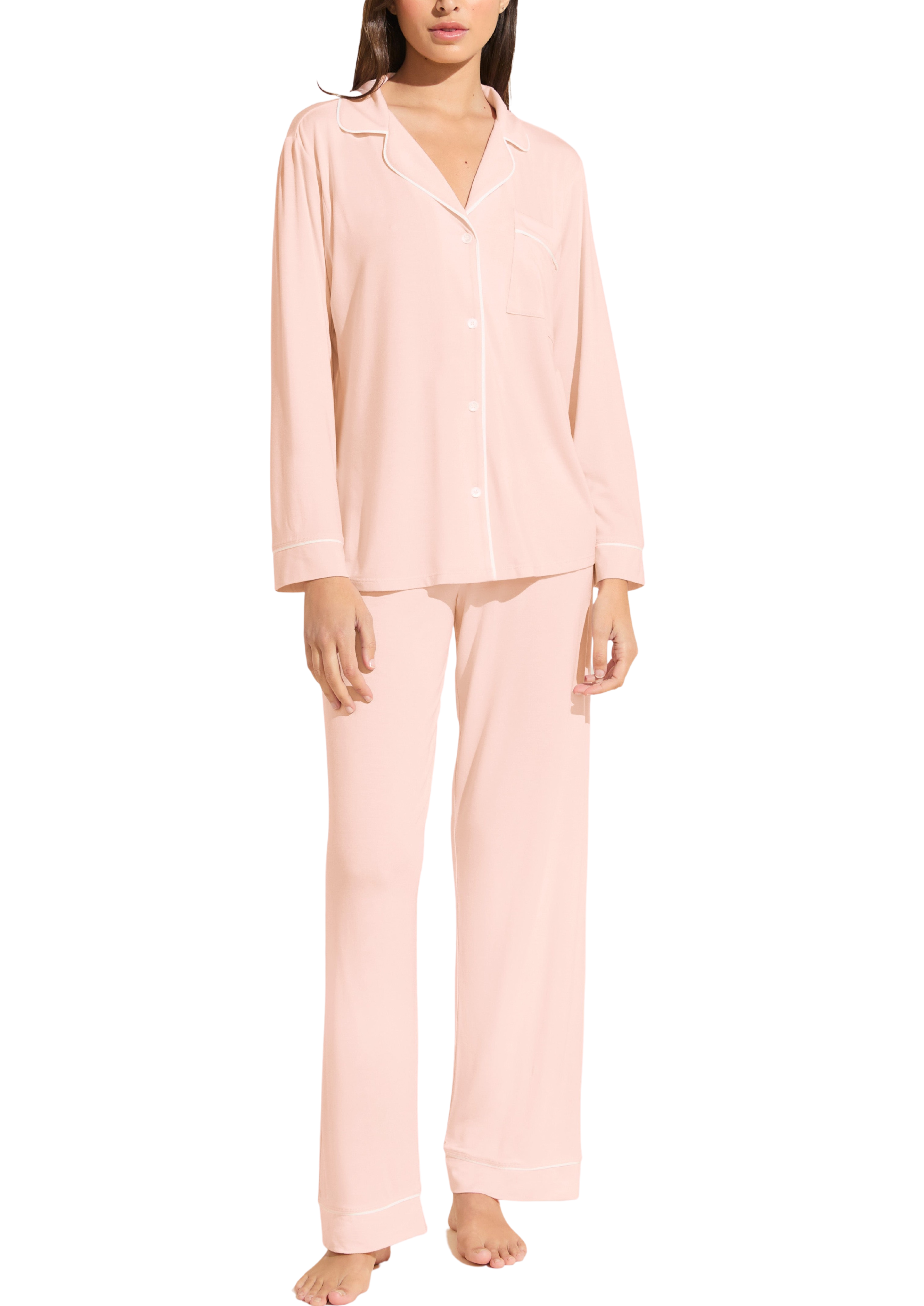 Gisele Tencel Modal Long PJ Set in Petal Pink/Ivory