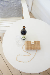 Lou Wicker Straw Clutch Bag in Natural and White