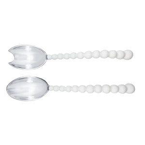 White Pearled Salad Servers