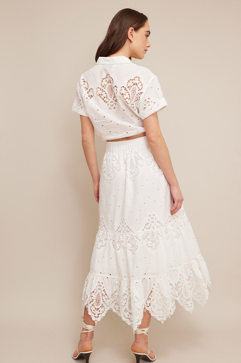 Asbury Top in White Embroidered Eyelet