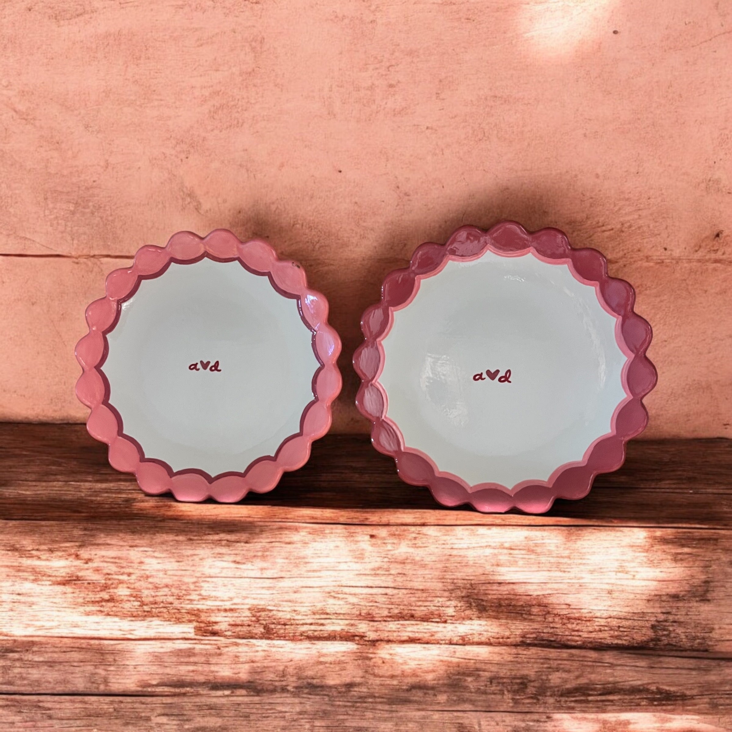 Initials Scalloped Dessert Plates, Set of 2