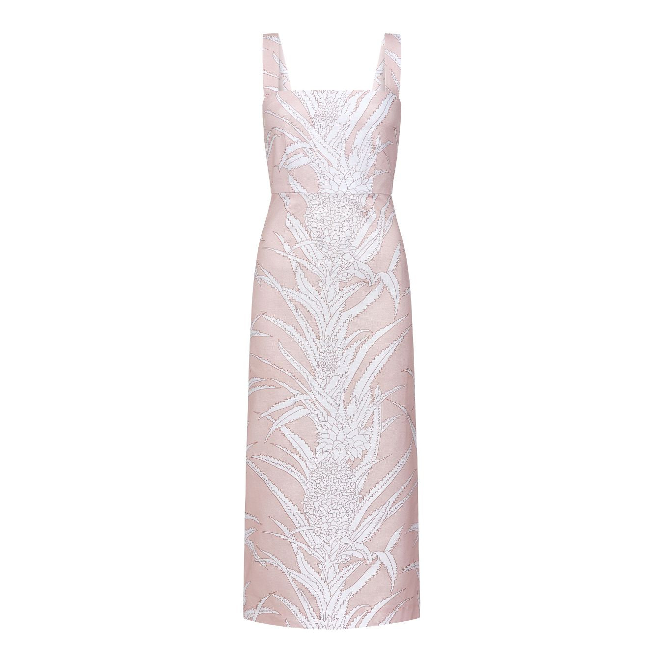 Long Slip Dress in Pink Pineapple