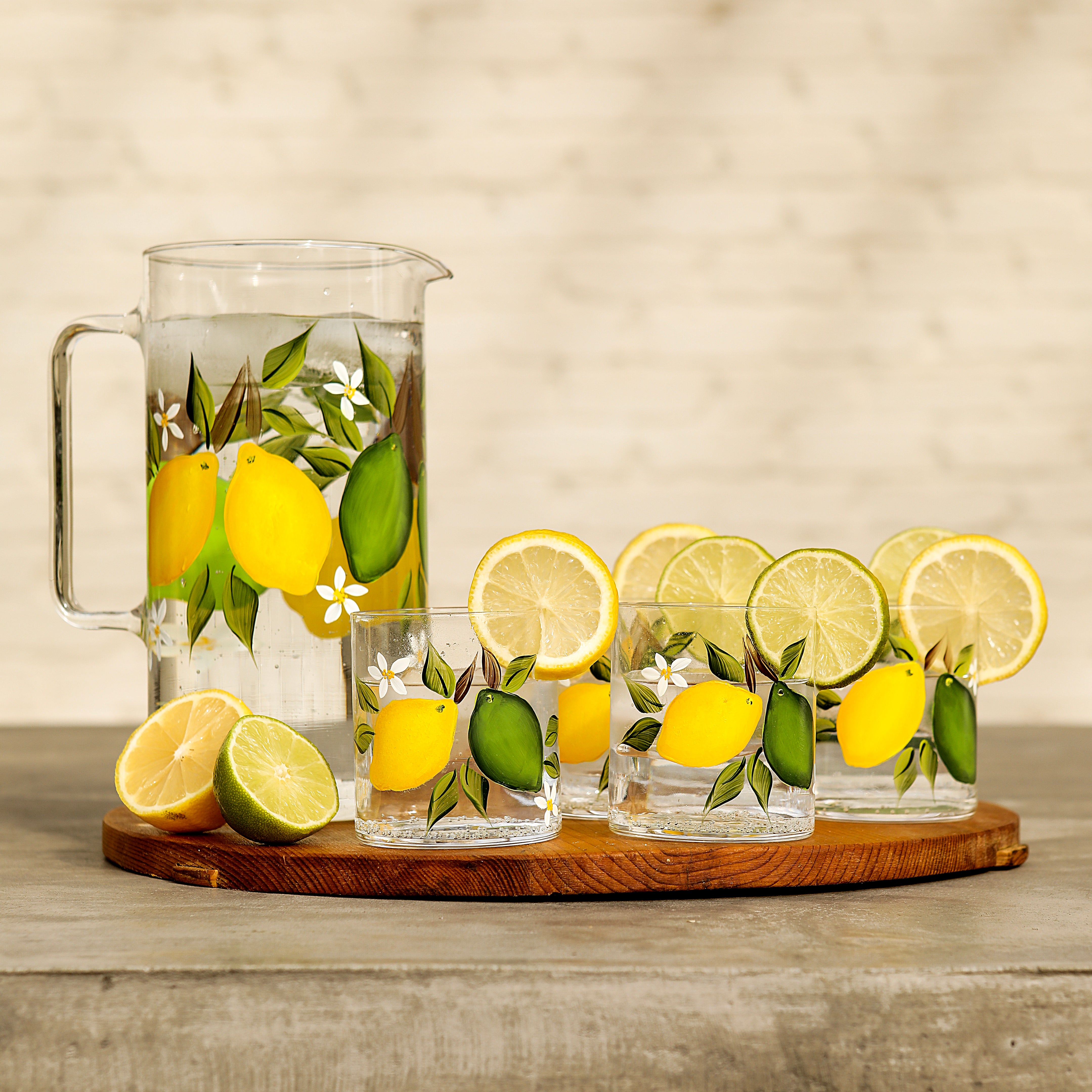 Citrus Jug with Set of 6 Tumblers