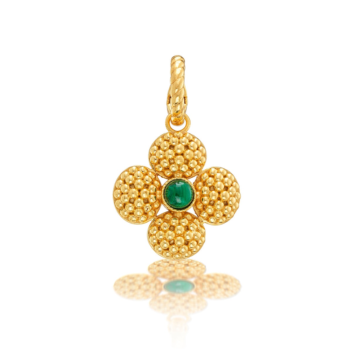 Berry Clover Double Sided Pendant in Malachite