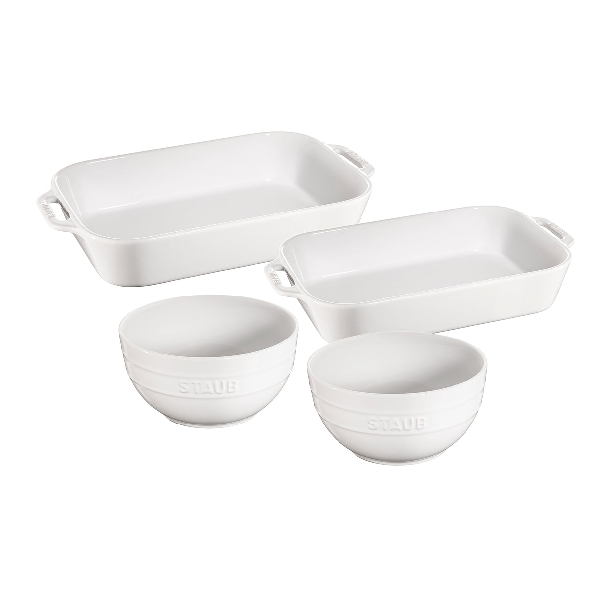 Ceramic 4-pc Baking Dish Set in White