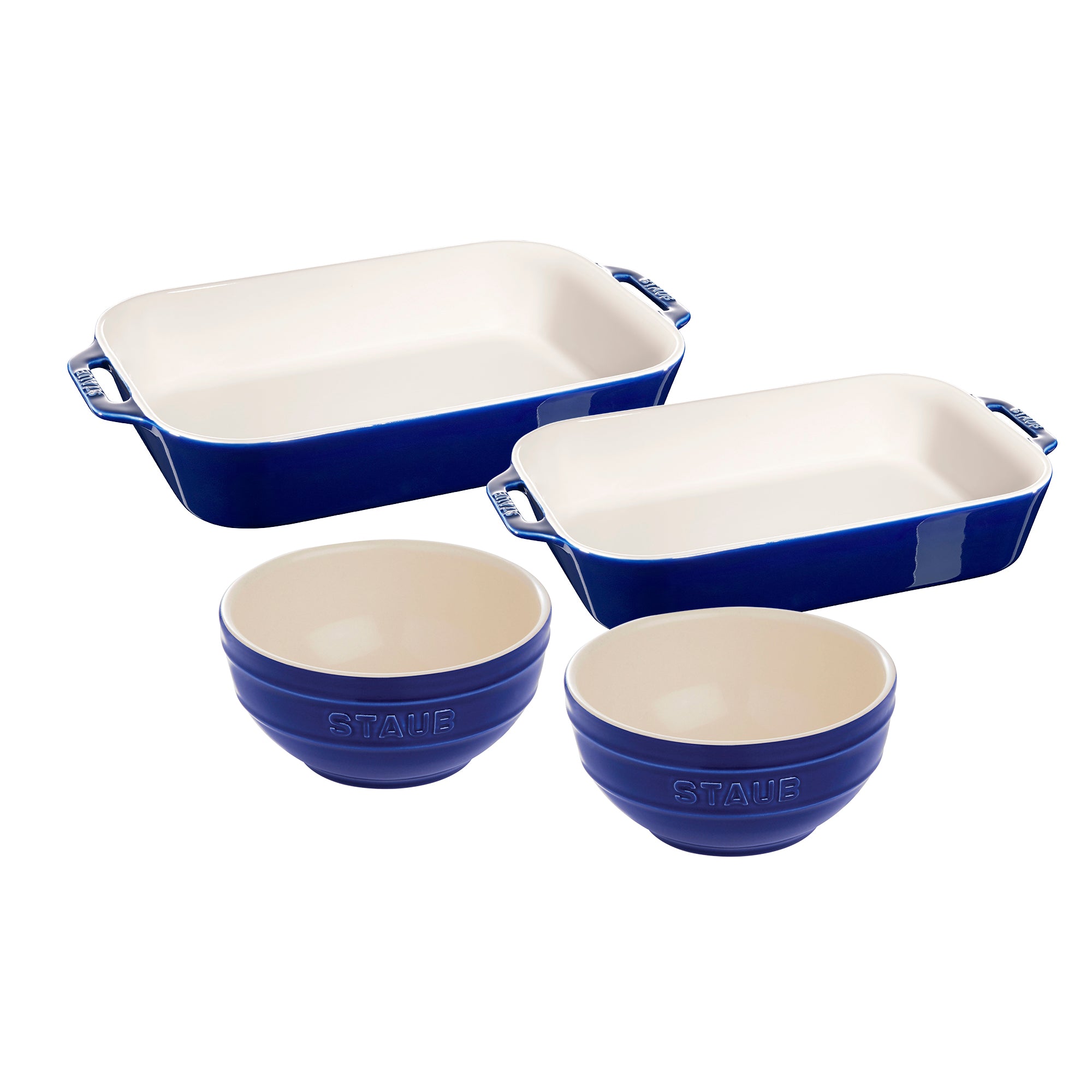 Ceramic 4-pc Baking Dish Set in Dark Blue